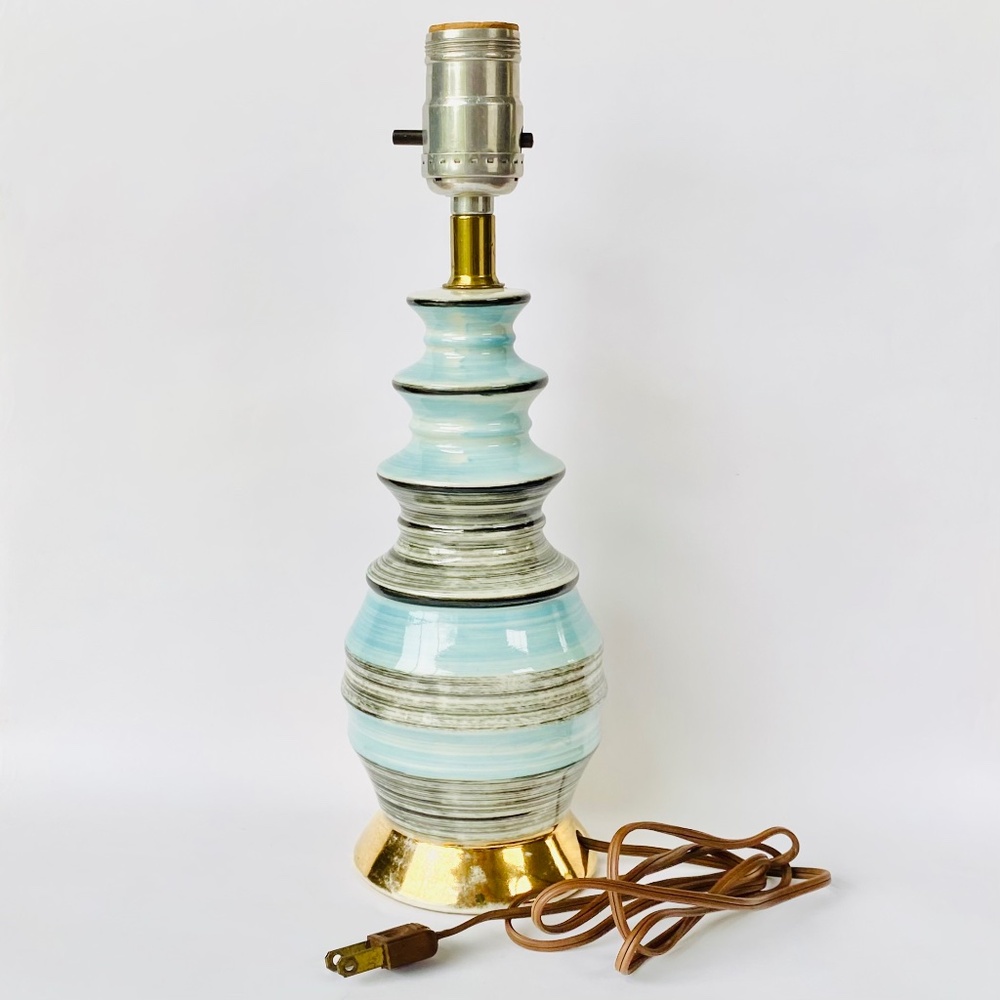 12" MCM 1950s Ceramic Accent Bedside Table Lamp Original Wiring Leviton *WORKS*